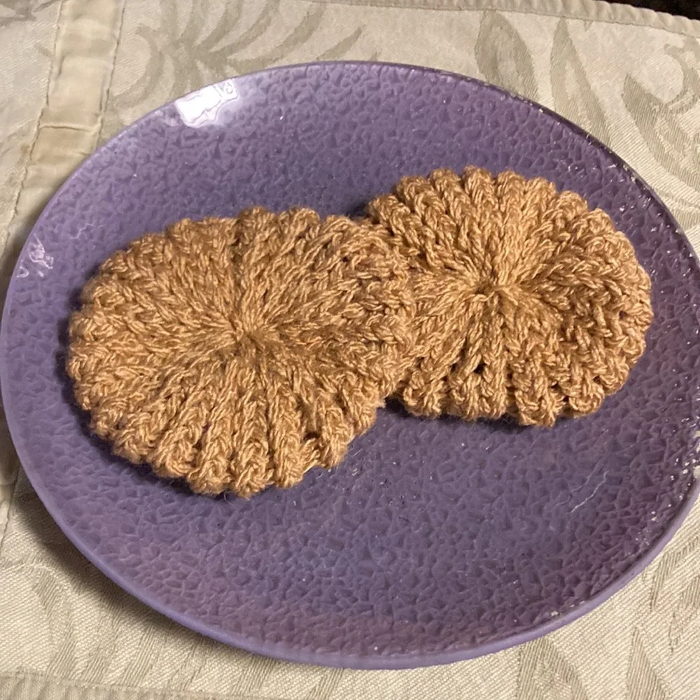 Face Make Up Makeup Scrubbie Scrubber Rounds Remover Tan Brown Set of 2